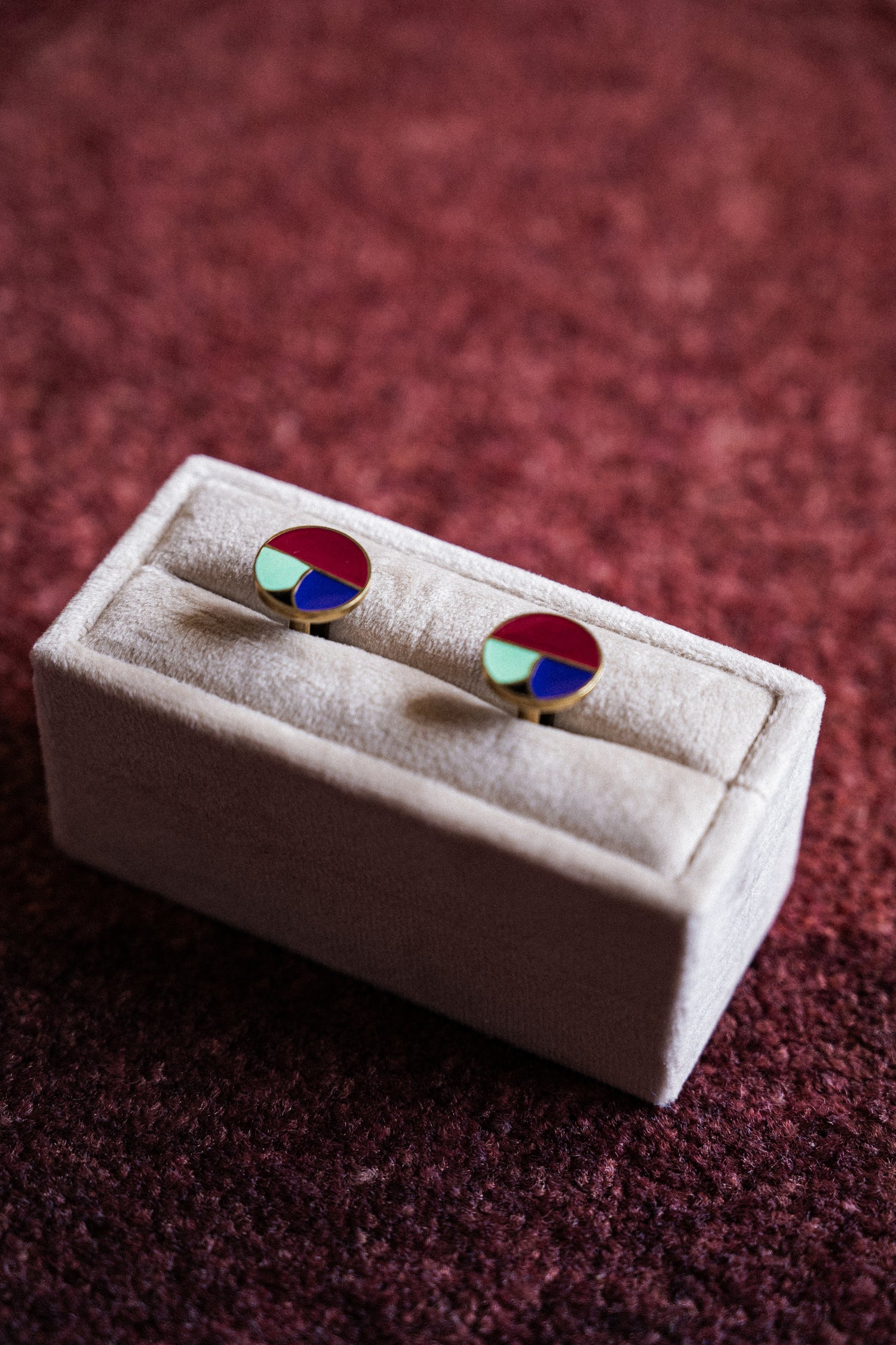 Cosy Corner Collection with angular art deco inspired design, handmade enamel jewelry, exclusive jewellery, heritage inspired jewelry.